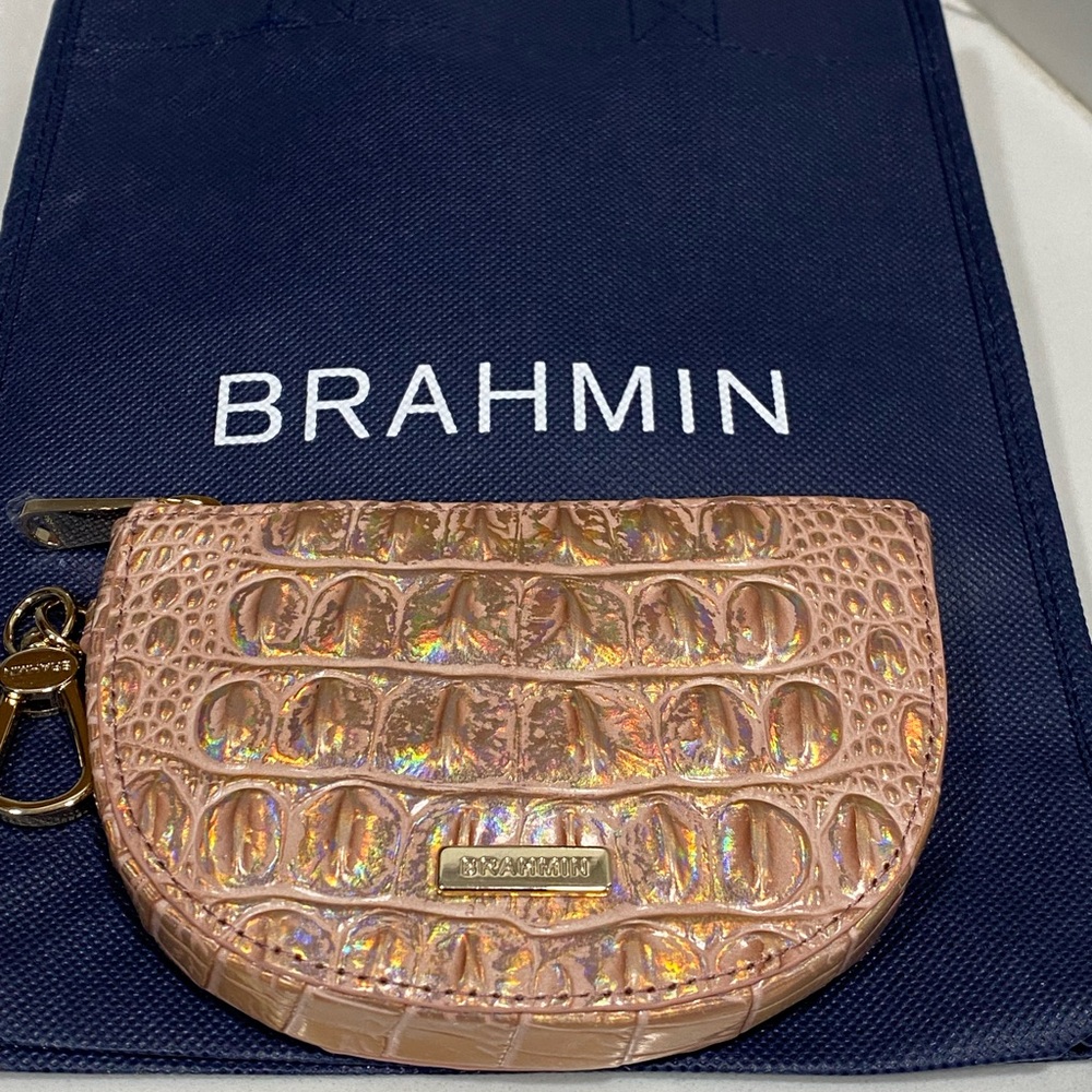 🆕 Brahmin Rose Gold Britt Credit Card Coin Purse Wallet